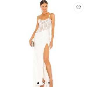 Katie May White Lace Bodice Satin Maxi Dress
